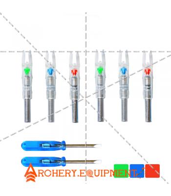 6 pcs Screw in Luminous LED Lighted Hunting Arrow Nocks Fit Diameter 6.2mm Shaft