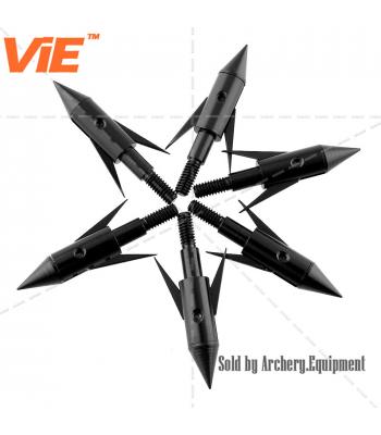 ViE 100 Grain Stainless Steel Hunting Broadhead 2 Blade Black Arrowheads -12 pack