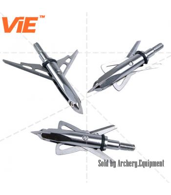 ViE 120 Grain Stainless Steel Hunting Arrowheads 2 Blade Broadhead -12 pack