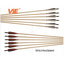 ViE 33-35 inch Bamboo Shaft Arrows with 4 inch Turkey Feathers Material Vane -12 pack