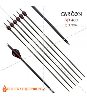 30 inch Target Hunting Arrows Carbon Arrow Black-Red Blazer Feather with Replaceable Arrowhead Spine 400 for Recurve and Coumpond Bows