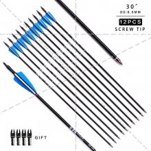 30inch Target Hunting Arrows Fiberglass Arrow with Replaceable Arrowhead Spine 500 for Recurve/Coumpond Bows