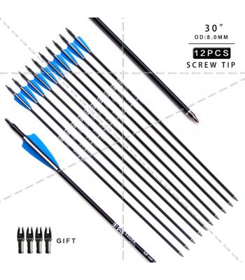 30inch Target Hunting Arrows Fiberglass Arrow with Replaceable Arrowhead Spine 500 for Recurve/Coumpond Bows
