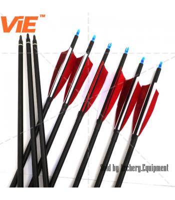 ViE 32 inch Spine 600 Mix Carbon Shaft Arrows with 4 inches Turkey Feathers Material Vane -12 pack