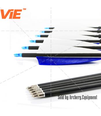 ViE 32 inch Spine 600 Mix Carbon Shaft Arrows with 4 inch Turkey Feathers Vane -12 pack