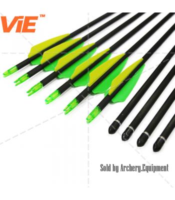ViE 30 inch Spine 400 Pure Carbon Shaft Arrows with TPU Material Vane -12 pack